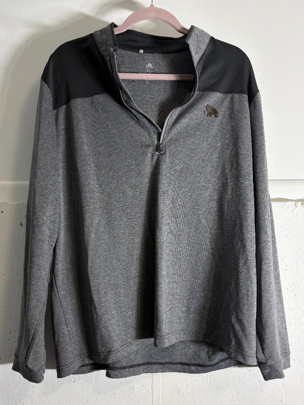 Adidas Golf Gray Quarter-Zip Pullover with Mammoth Logo